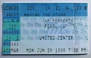 1998 Frank Black & Pearl Jam Ticket Stub 6/29/98 United Center,  Chicago,  Il.