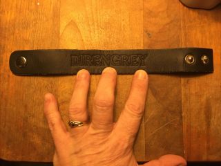 Dir Em Grey Leather Wrist Band - Preowned/ Black/ 2 Snap Closure To Adjust Size