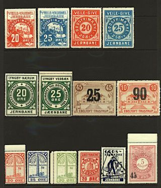 Denmark Selection Of Private Railway And Railway Freight Stamps From A Ra Stamps