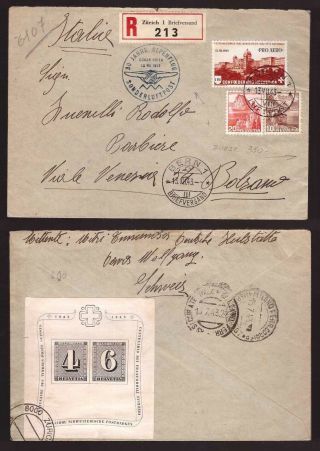 Switzerland,  1943 Registered Cover To Italy With Good Franking - Ba30