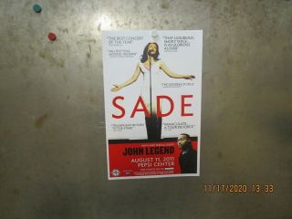 Sade W/ John Legend Pepsi Center Denver 2011 Show Poster Live Nation Sade Adu