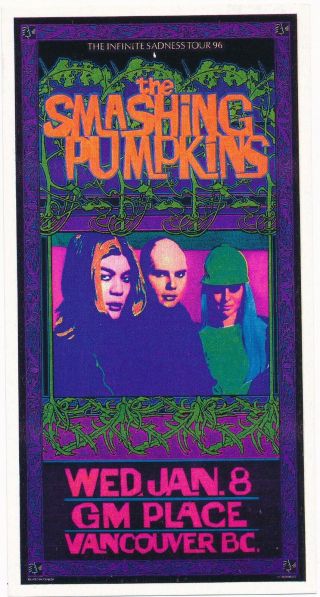 Smashing Pumpkins 1996 Bob Masse Infinite Sadness Concert Poster 4 X 7 Handbill