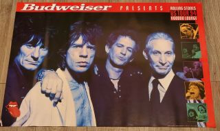 Vintage Rolling Stones Budweiser Presents Us Voodoo Lounge Tour 94 Promo Poster