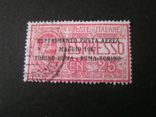Italy,  Scott C1,  25c.  Value Rose Red 1917 Air Post Overprinted Issue