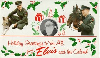 1959 Elvis Presley Christmas Greetings To Fans On Postcard -