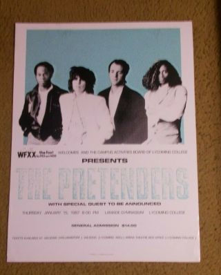 The Pretenders - Concert Poster Lyoming College 1987 Penn.