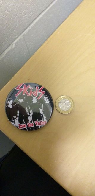 Vintage Punk Rock Badge Large Skids Into The Valley Rare Sex Pistols.