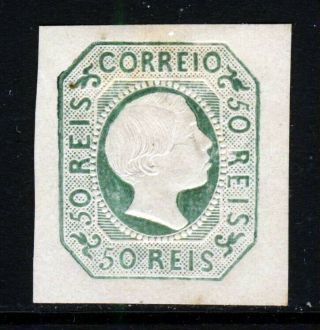 Portugal King Pedro V 1905 50 Reis Yellow - Green 2nd Reprint Mi 7c