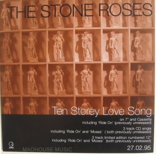 Stone Roses Display Poster Ten Storey Love Song Uk Promo Only 7 " Size