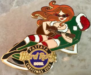 Hard Rock Hotel Pattaya 2005 Christmas Pin Sexy Santa Girl W/ Guitar Hrc 30952