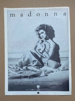 Madonna Material Girl Memorabilia Music Press Advert From 1985 - (appro