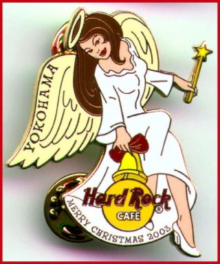 Hard Rock Cafe Yokohama 2003 Christmas Pin Sexy Angel Girl With Bell Hrc 20048