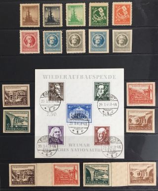 Germany 1945 - 1946 Allied Occupation: Thuringia Issues,  Block Mlh &