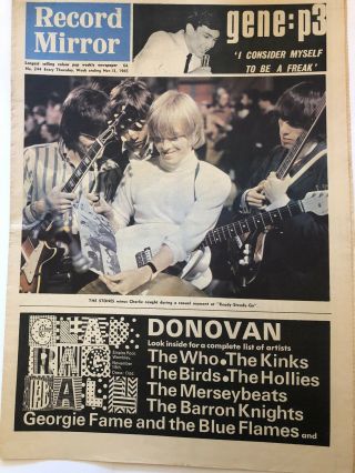 Record Mirror Nov 13th 1965 Rolling Stones,  Brian Jones,  James Brown,  Great Cover