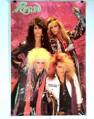 ☆ Vintage Poison Glam Hair Metal Rock Poster Bret Michaels C.  C.  Deville
