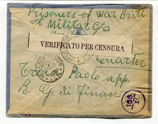 East Africa 1941 Italian POW Prisoner of War Camp Censor Cover / Letter to Italy 2