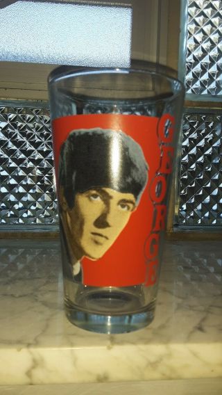 The Beatles George Harrison Glass Drinking Cup 14 Ounce