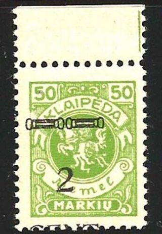 Lithuania - Memel;sc.  N52,  Mi.  177; Rare Error: Missing “cent”,  Surcharge Sh