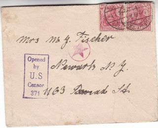 1919 Germany 2 Stamps On Us Censored Cover To York D