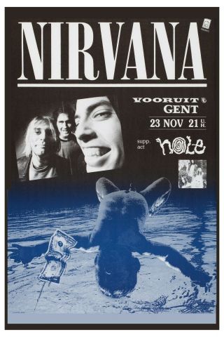 Nirvana & Hole At Belgium Concert Poster 1991 12x18