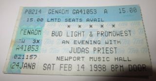 Judas Priest " Live Meltdown " Concert Ticket Columbus Newport Music Hall 1998