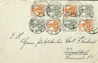 Germany 1920 8v On Cover From Nordhausen To Dusseldorf