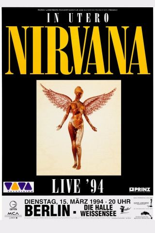 Nirvana In Utero German Concert Poster 1994 12x18