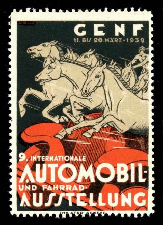 Switzerland Poster Stamp - 1932 Automobile Exhibition - Elzingre - German Lang.