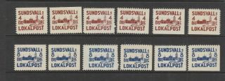 Sweden Locals,  Sundsvall Mh,  12 Stamps