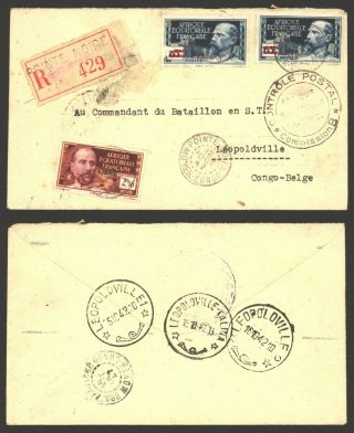 French Congo Wwii 1942 - Registered Cover To Belgian Congo - Censor D712