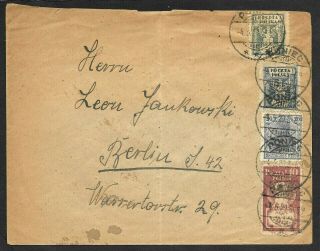 Poland & Germany Mixed Stamps On Cover From Poniec To Berlin 1920