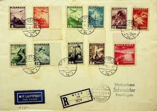 Austria 1938 11v Plane In Flight On Regd Airmail Cover From Wien To Germany