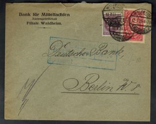 1923 Waldheim Germany Inflation Cover To Berlin Mitteliachien To Deutsche Bank