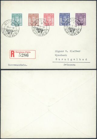 Italy Campione 1944 - Registered Cover To Switzerland D319