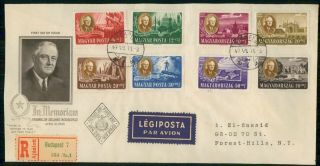 Mayfairstamps Hungary 1947 Fdr Memoriam Set Registered First Day Cover Wwi51341