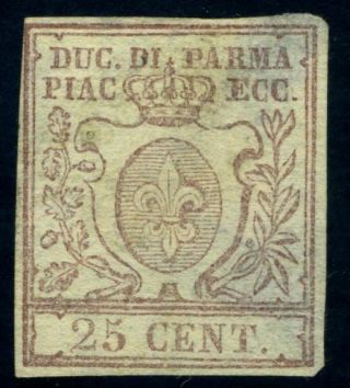 Italy Parma 1857 25 Cents Mng Sas 10 Cv $450 190829022