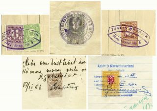 1921 - 30 Estonia Estonian Five Documents With Revenues