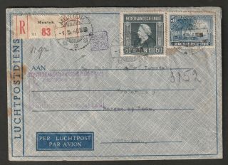 Dutch Indies Japan Occupation Bangka Bilitung Violet Chop On R Letter Sheet