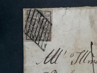 RARE 1856 Italy (Papal States) Folded Cover ties 5B stamp cancelled Terracina 2