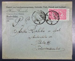 Lithuania To Czech 1923 Pigeon Bird On Food Seller Cover Ukmerge To Praha Look
