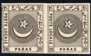 4.  17.  Turkey.  1865 Liannos Local Post,  Colour Proof Pair In Black Without Gum.