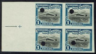 Mozambique Company 1935 Airmail 1e Imperf Proof Block Mnh