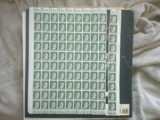 German Ww2 Adolf Hitler Full Sheet 100 Pcs Deutsches Reich Germany Stamps