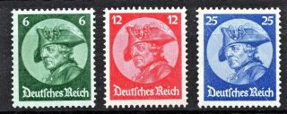 Germany 1933 Frederick The Great - Full Set - Mnh - 25pf Greased Scan,  Pic