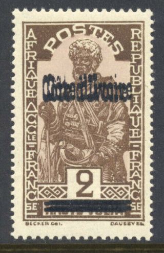 Ivory Coast Cote D’ivoire 1933 2c Double Overprint Error (96b) Signed Mnh