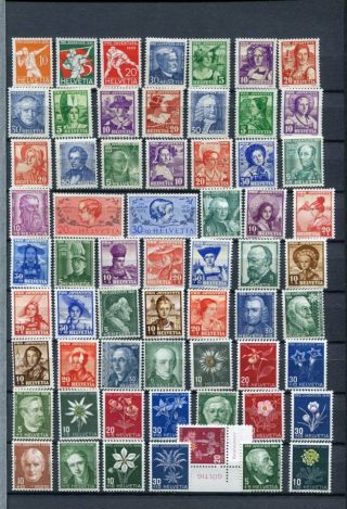 Switzerland 1932 - 56 Pro Juventute Mnh Lot Stamps & Sheet 100,  Items