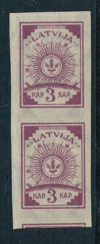Latvia.  1919.  3 K.  Lilac.  Pair.  Printed On Both Sides