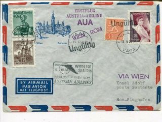 Finland First Flight Cover By Austrian Airline Wien - Rome 13.  6.  1958