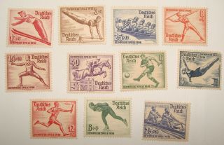 Germany 1936 Olympics Stamp Set X11