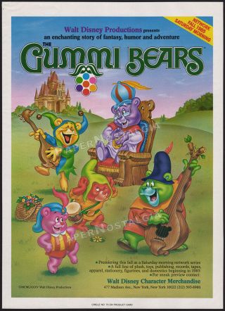 Adv.  Of The Gummi Bears_original 1985 Trade Print Ad / Poster_disney Promo Ad